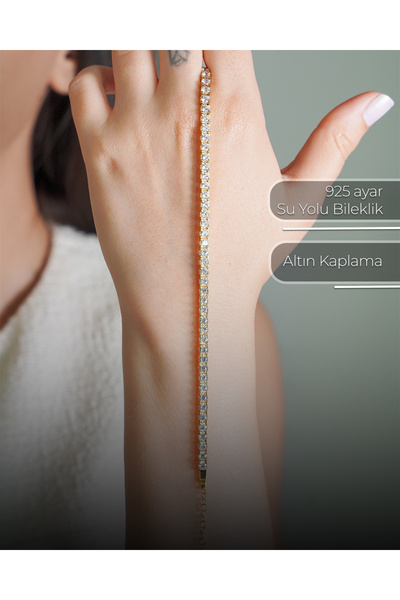 Amora Perla Jewelry 925 Ayar Gümüş 3.25 mm Su Yolu Bileklik – Altın Kaplama