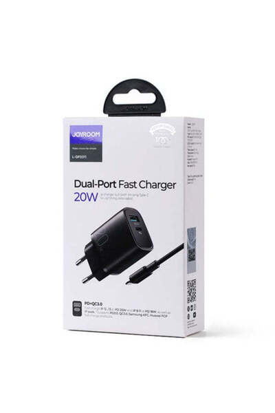 Joyroom Network Charger + USB-C Cable L-QP 2011, 20 W, 2 xUSB-C, PD - Black