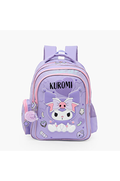 SANRIO Kuromi Print Backpack for Girls 5-8 Years with Adjustable Shoulder Str...