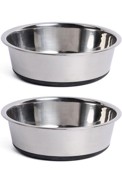 GENERAL Kaqit Stainless Steel Dog Food Bowls 2X900Ml Non-Slip Silicone Rubber...