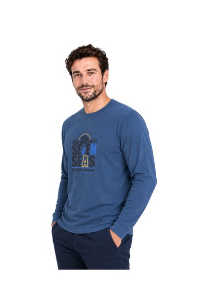 BattalModa Indigo Carew Long Sleeve T-Shirt M-L-Xl-2Xl