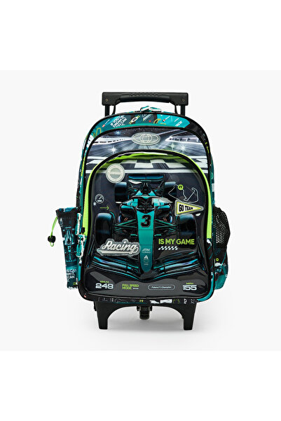 Juniors Cars Print Trolley Bag for Boys 5-8 Years with Durable Wheels - 16 in...