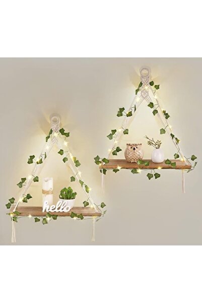 GENERAL Artificial Ivy Hanging Shelf, with Led Lights, Boho Floating Plant Di...