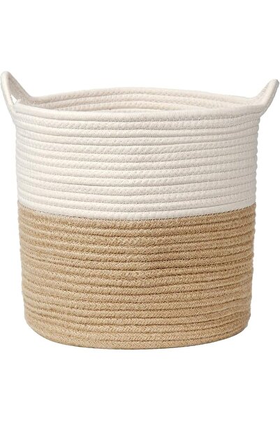 Villard Villa Como Large Storage Basket 30.5x28cm, Plant Pot with Liner, Blan...