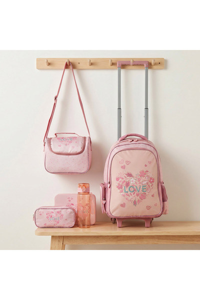 Juniors Floral Print 5-Piece School Trolley Bag Set for Girls 5-8 Years with ...