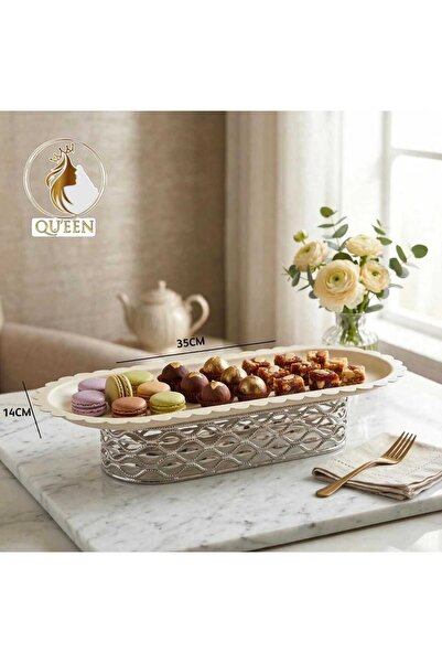 Generic طقم صواني تقديم الكيك والحلويات صينيه فاخر وانيق مكون من - 3 قطع من ك...