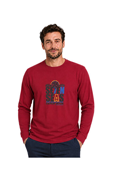 BattalModa Bordo Carew Uzun Kollu Tişört M-L-XL-2XL