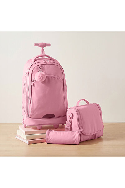 Juniors Solid 3-Piece School Trolley Bag Set for Girls 8-12 Years with Lunch ...