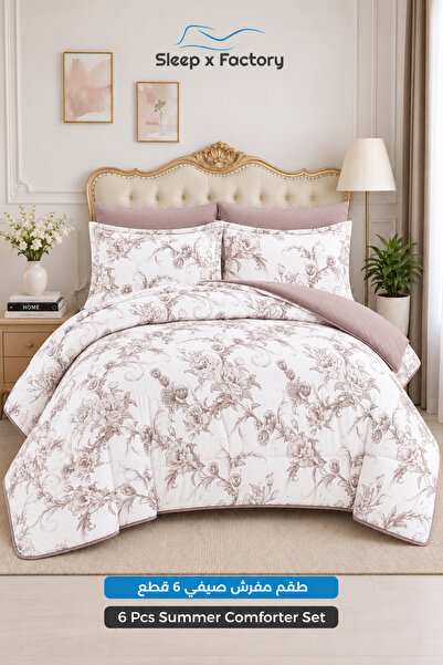 Sleep x Factory 6-Piece Reversible Double Sided Microfiber Comforter Set 200x...