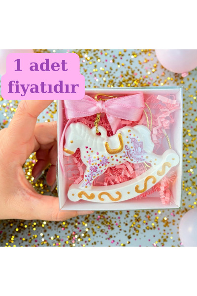 1 Adet EL YAPIMI Sallanan At Taş Tozu Magnet Kişiye Özel Hediyelik, Hoşgeldin Bebek,Mevlüt,Baby Shower,Sünnet