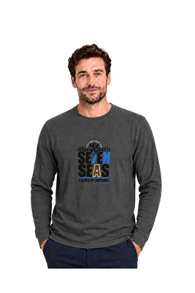 BattalModa Antrasit Carew Uzun Kollu Tişört M-L-XL-2XL