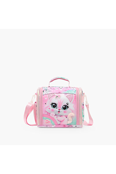 Juniors Cat Print Lunch Bag for Girls 5-8 Years with Insulation