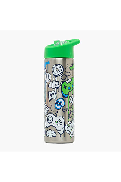 Smash Camping Print Stainless Steel Water Bottle with Flip Spout and Handle -...