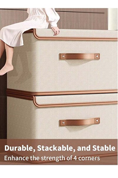Qadro 2-Packs Clothes Drawer Organizer with Cover, Wardrobe Clothes Organizer,Foldable Storage B