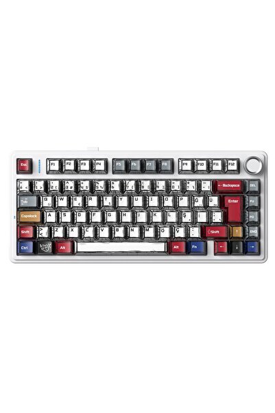 Aula F75 Mekanik RGB TKL GrayWood V4 Switch Kablosuz Makrolu Hot Swap Türkçe ...