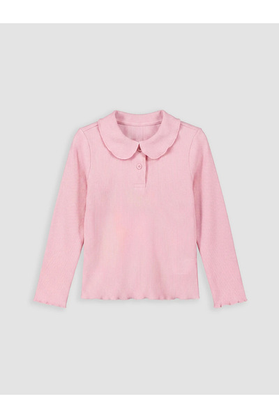 LC Waikiki Pembe Bebe Yaka Fitilli Kız Çocuk Tişört