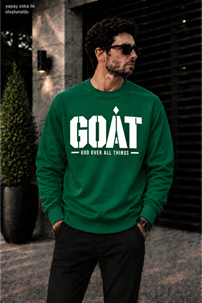 caddekombin سويت شيرت رجالي من GOAT God Over All Things مطبوع عليه نقوش واسعة...