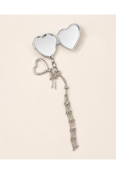 Generic Brand Lip Gloss Keychain with Heart Compact Mirror & Bag Charm