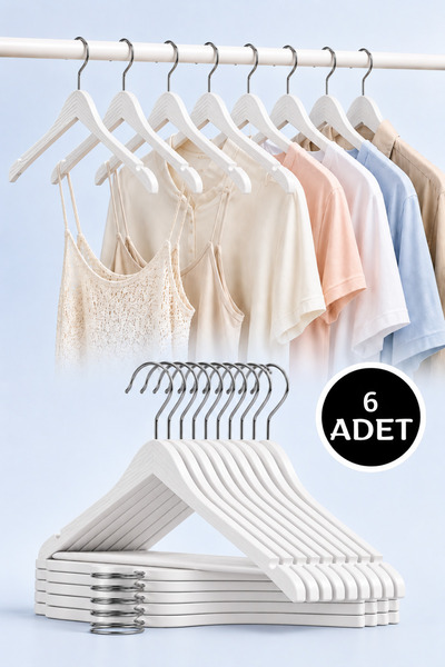 Acar Raf 6-Piece White Wood Look Plastic Clothes Hanger Garment and Clothing ...