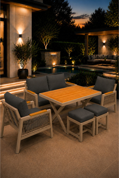 asaella mobilya Garden Serisi Balkon Takımı, 2-1-1 Cappuccino Bahçe Takımı, (...