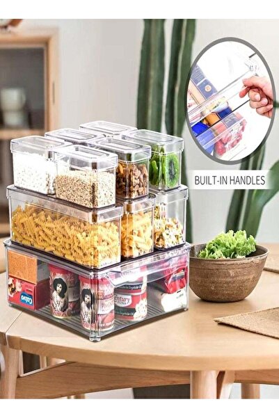 Qadro 10-Piece Refrigerator Organizer Bins – Clear, Durable Storage Containers for Pantry and F