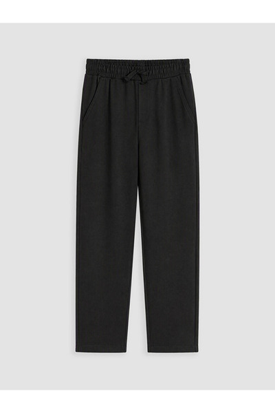 LC Waikiki Siyah Regular Fit Erkek Çocuk Dokulu Pantolon