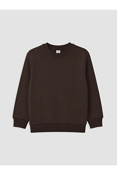 LC Waikiki Kahverengi Bisiklet Yaka Erkek Çocuk Kalın Sweatshirt