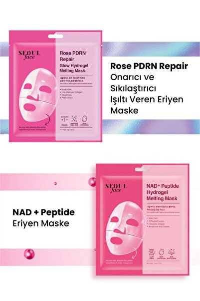 Dermal Seoul Face Nad+ Peptide Hydrogel Moisturizing Melting Mask and Rose Ro...