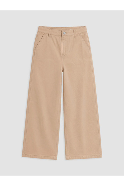 LC Waikiki Bej Regular Fit Kız Çocuk Gabardin Pantolon
