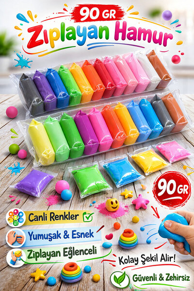 HKNOVA Zıplayan Hamur 90 gr 12 Adet Hava İle Kuruyan Hamur Kil