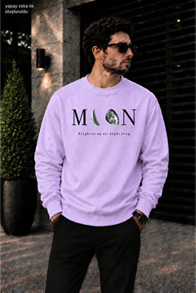 caddekombin Men's Moon Phases Graphic Printed Crew Neck Casual Regular Fit Sw...