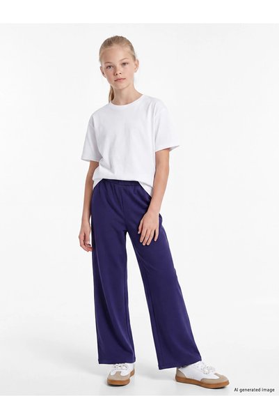LC Waikiki Pantaloni de pijama pentru fete, albastru marin, cu picior larg