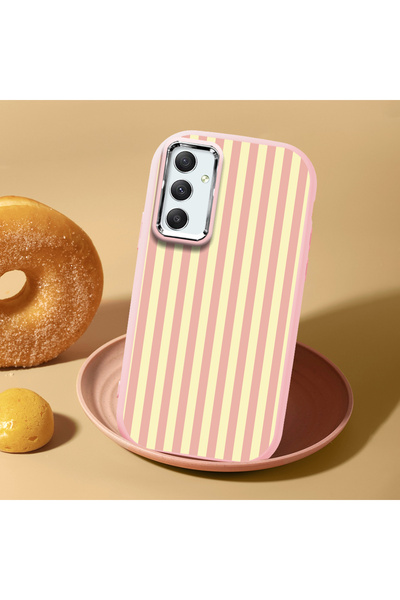 PATTERNOVA Samsung Galaxy A34 Uyumlu makaron renk dikey çizgili silikon kılıf...