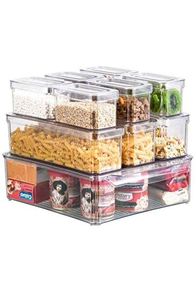 Qadro 10-Piece Refrigerator Organizer Bins – Clear, Durable Storage Container...