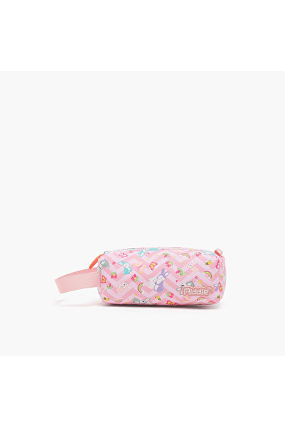 Riddle Rabbit Print Pencil Pouch with Zip Closure