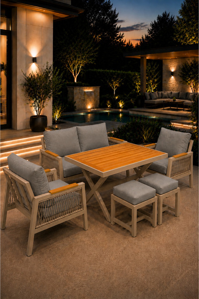 asaella mobilya Garden Serisi Balkon Takımı, 2-1-1 Cappuccino Bahçe Takımı, (...