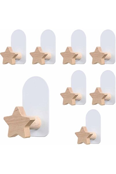 Arabest Star-Shaped Wooden Adhesive Wall Hooks for Clothes,Hats,and Handbags,...