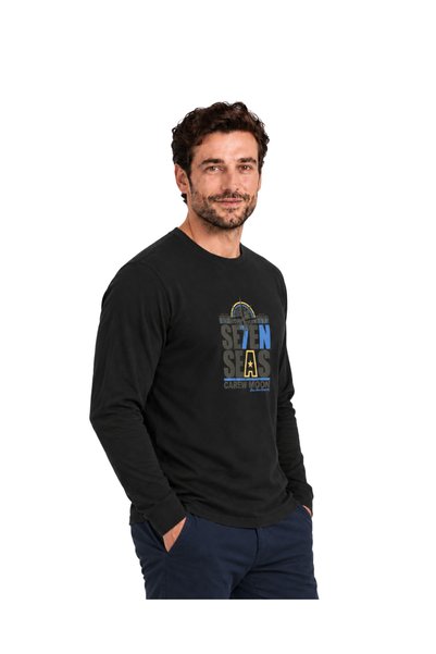 BattalModa Black Carew Long Sleeve T-Shirt M-L-Xl-2Xl