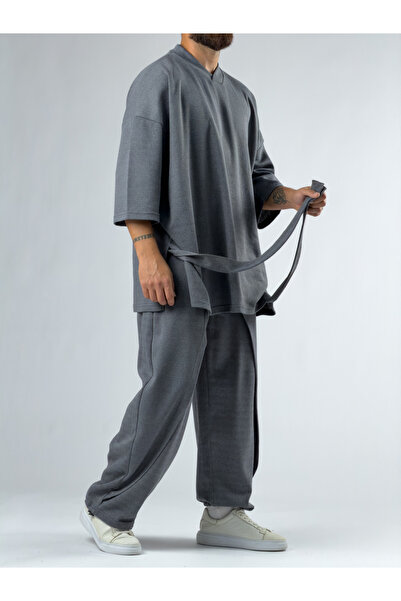 COCOPELLI Belted Men's Gray Suit Coc3375