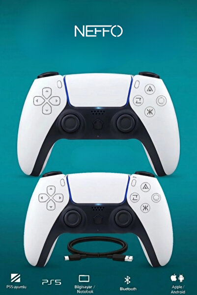 NEFFO PS5 Tam Uyumlu Oyun Kolu Kablosuz Bluetooth Gamepad Type-C Şarjlı Titre...