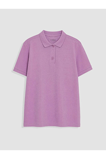 LC Waikiki Purple Polo Collar Girls' Pique T-Shirt