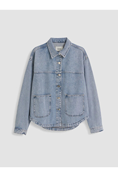 LC Waikiki Mavi Oversize Kadın Jean Gömlek Ceket