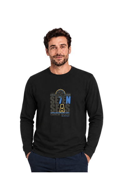 BattalModa Siyah Carew Uzun Kollu Tişört M-L-XL-2XL