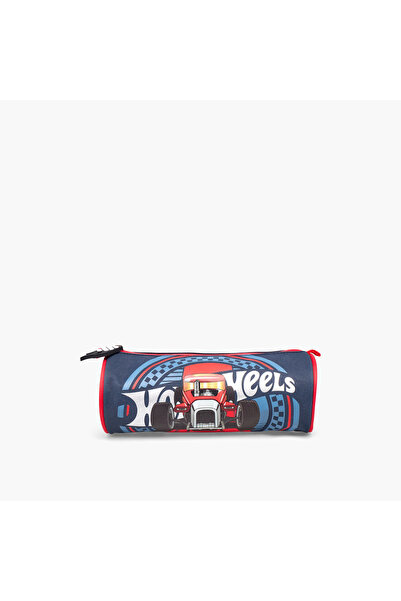 HOT WHEELS حقيبة أقلام مطبوعة بسحاب للإغلاق