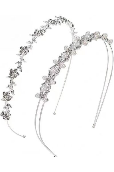 Arabest 2 Pieces Rhinestone Bridal Crystal Headband,Wedding Flower Girl Pearl...