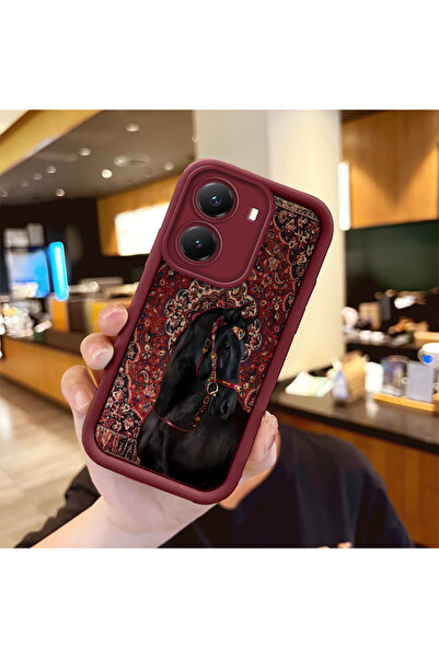 quırkshıeld Poco X7 Pro Uyumlu eski halı desenli siyah at silikon kılıf, aşın...