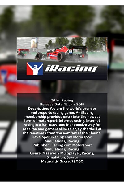 OEM Αφίσα Ινφογραφικό iRacing, Προσομοιωτής Curses Auto, Χαρτόνι 250γρ, Α4