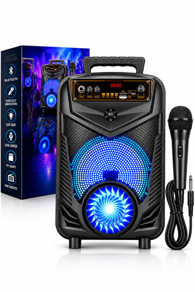 Inovaxis Bluetooth Hoparlör Şarjlı Taşınabilir Ses Sistemi Karaoke Mikrofonlu...