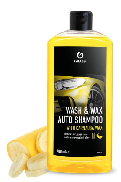 GRASS Șampon auto cu ceară Wash and Wax 900ml, Ceară auto carnauba, Efect hid...