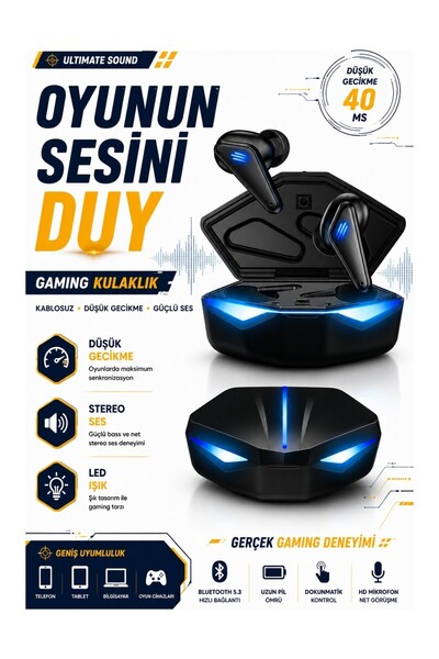 NEFFO Kablosuz LED Işıklı Oyuncu Bluetooth Kulaklık